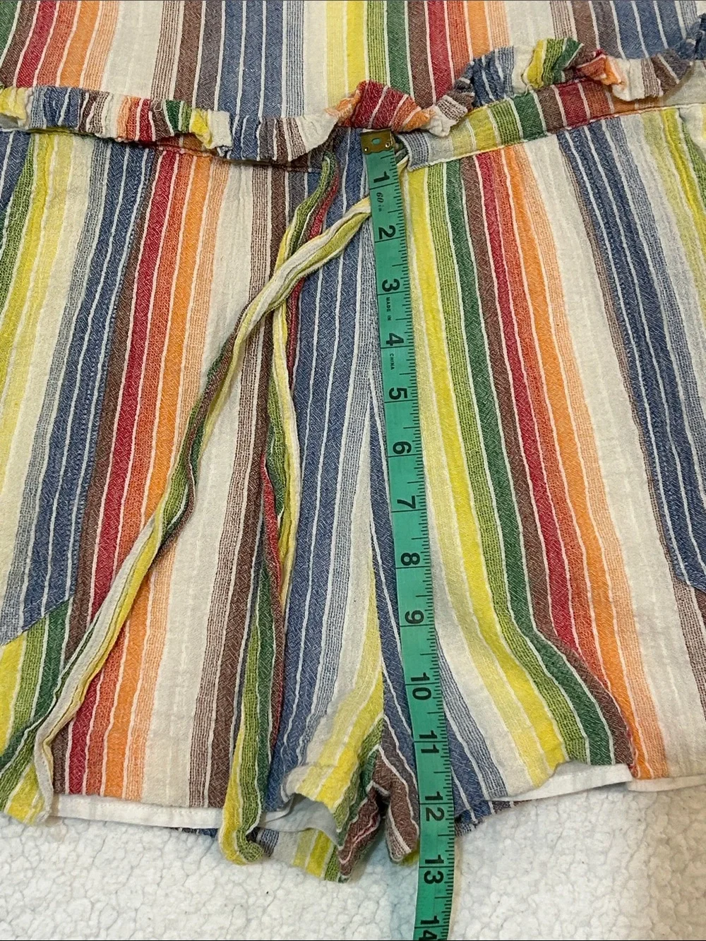Saylor Roxie Romper in Multi Medium 100% Cotton Rainbow Stripes Beach Vacation